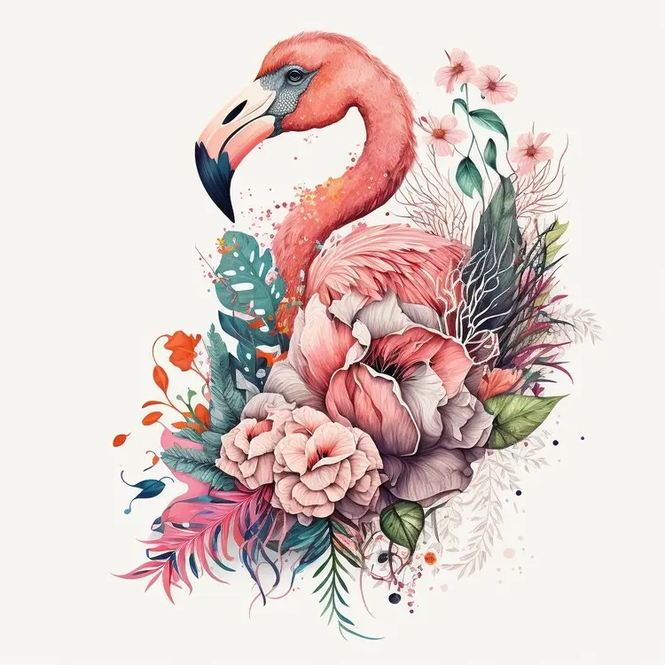 Beautiful Flamingo with Floral Arrangement