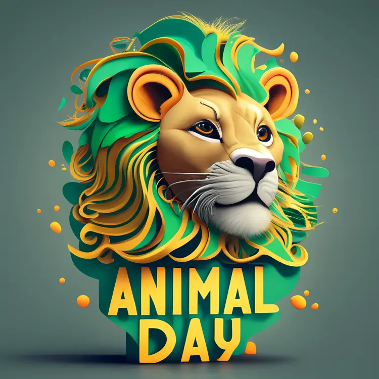Animal Day with Colorful Lion