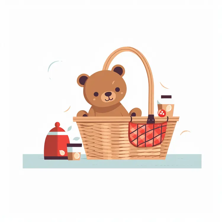 Teddy Bear in Picnic Basket