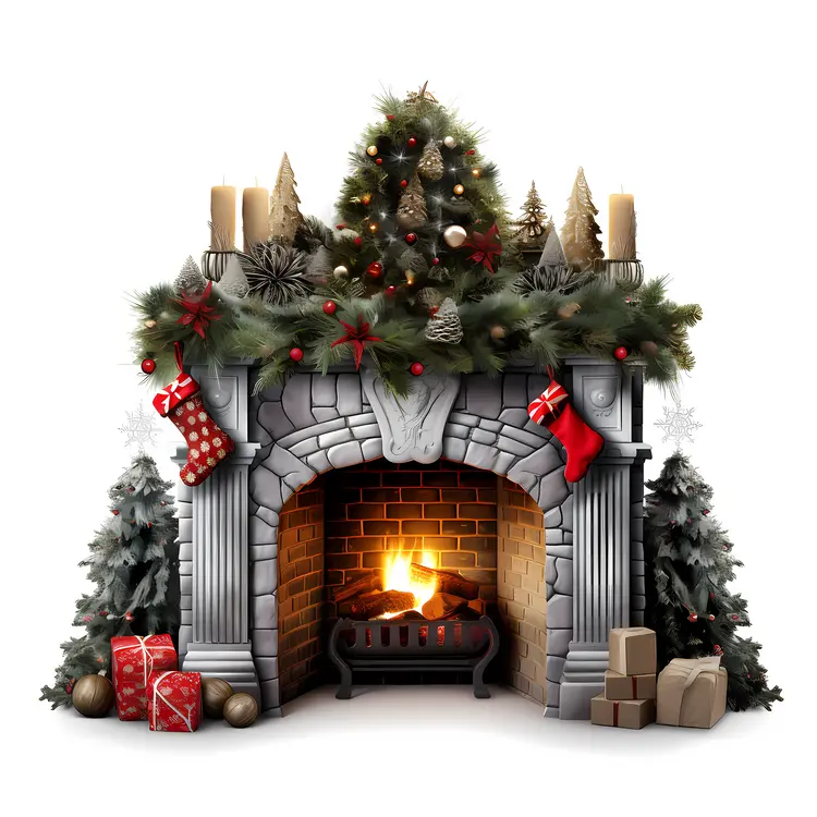 Festive Christmas Fireplace