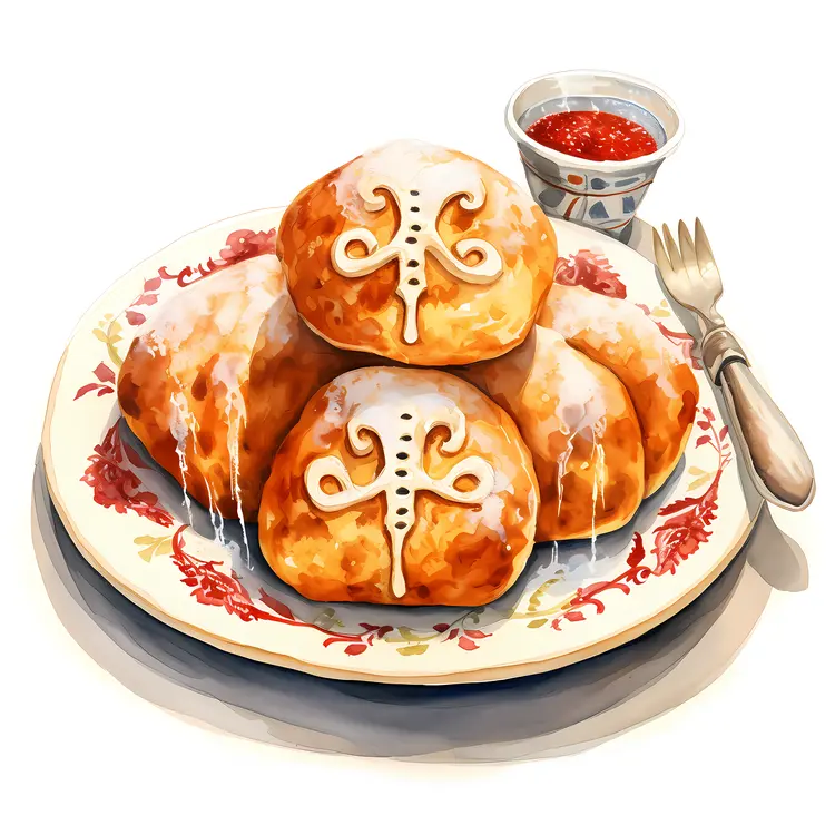 Sweet Bread with Icing and Jam