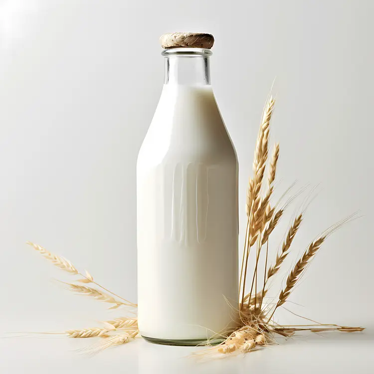 Milk Bottle with Wheat