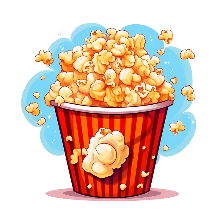 Delicious Popcorn in a Red Striped Bucket