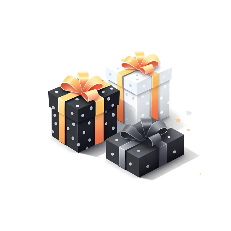 Set of Gift Boxes with Ribbons and Bows