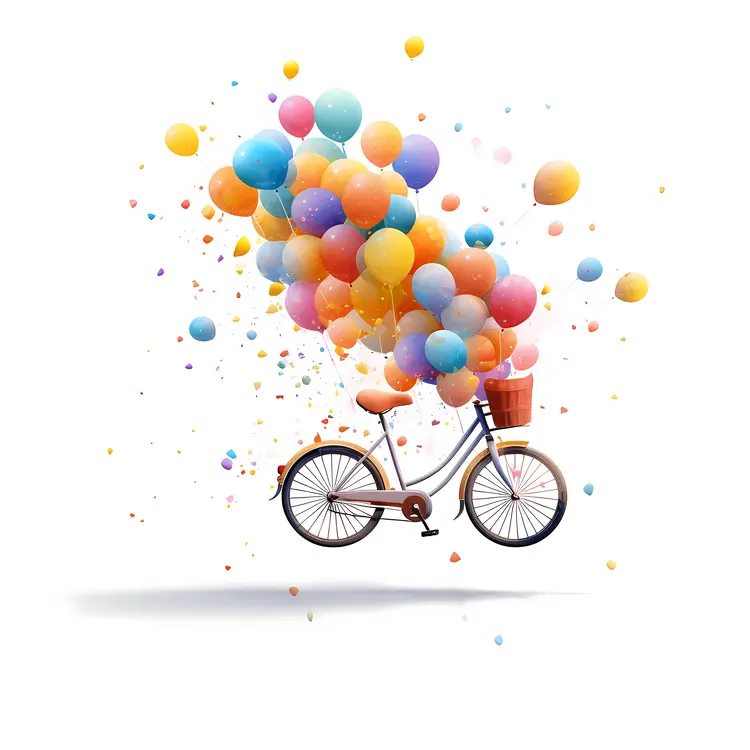 Bicycle with Colorful Balloons