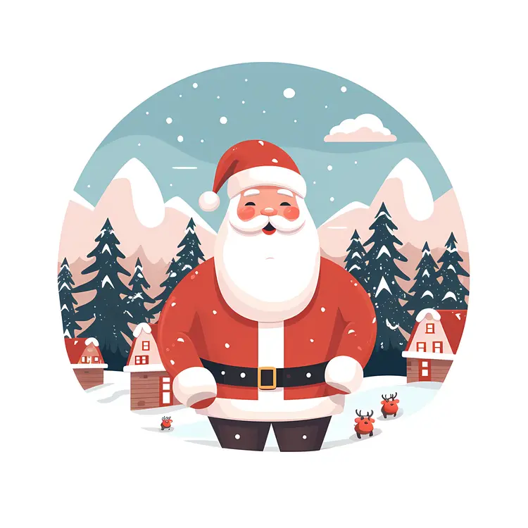 Santa Claus in Snowy Village