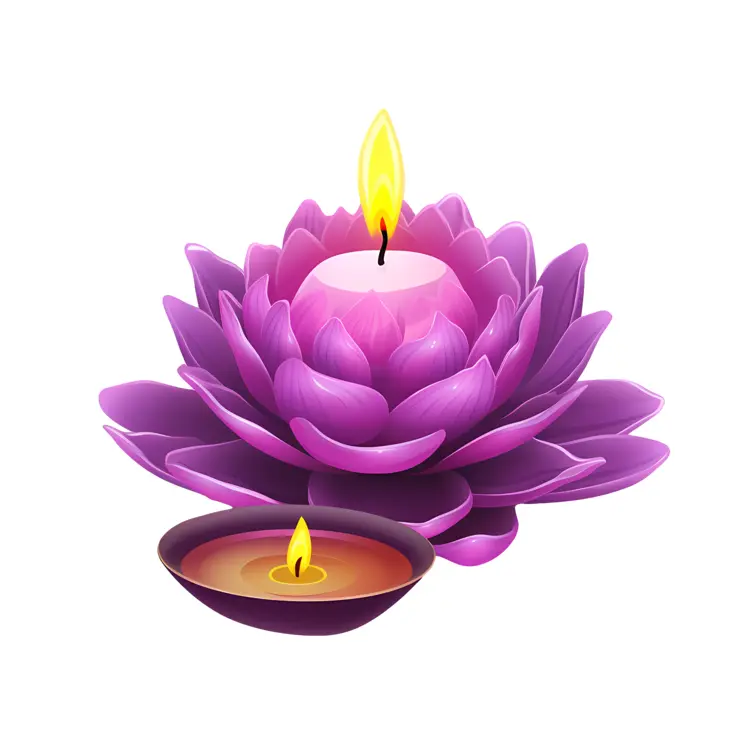 Purple Lotus Candle with Small Candle