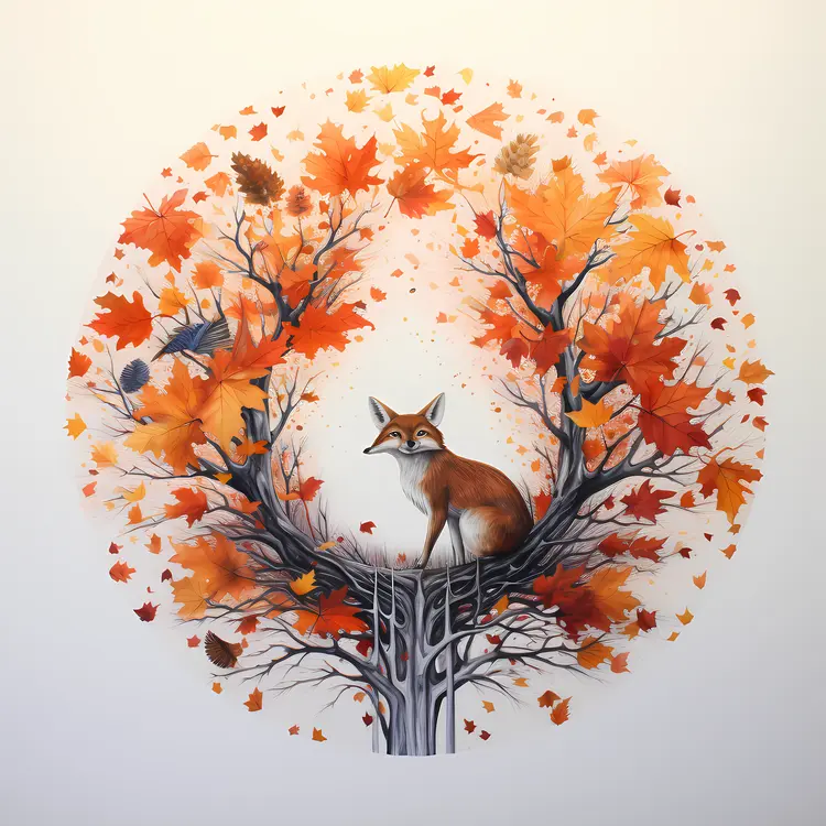 Fox in Autumn Tree