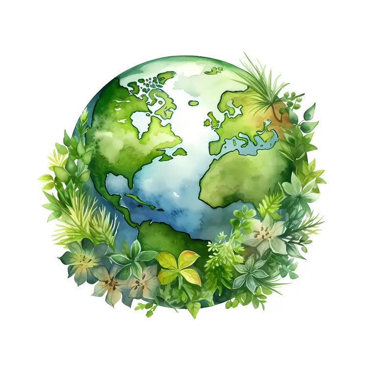 Earth with Greenery and Flowers