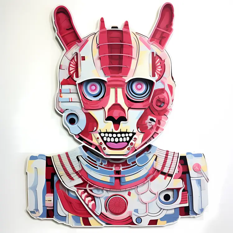 Colorful Futuristic Robot Head Illustration