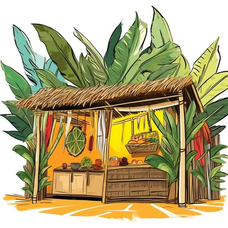 Tropical Tiki Hut Illustration
