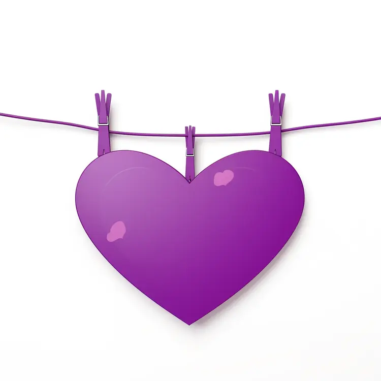 Purple Heart Hanging with Clothespins