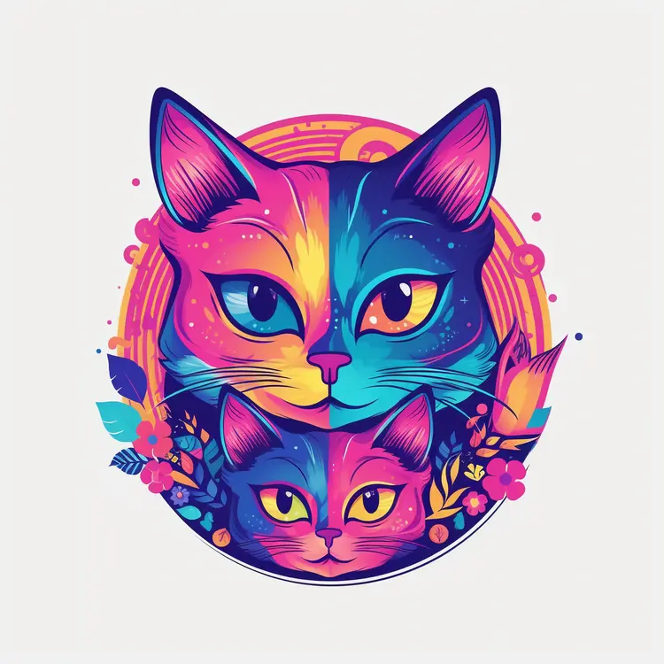 Colorful Artistic Cat Illustration