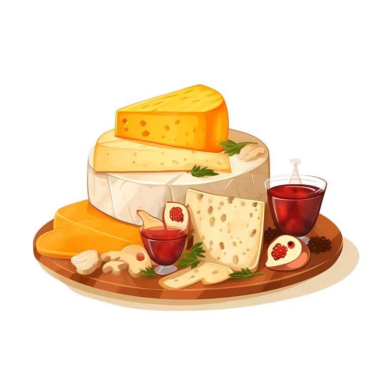 Cheese platter with wine