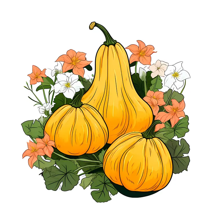 Pumpkins with Flowers for Fall Decorations