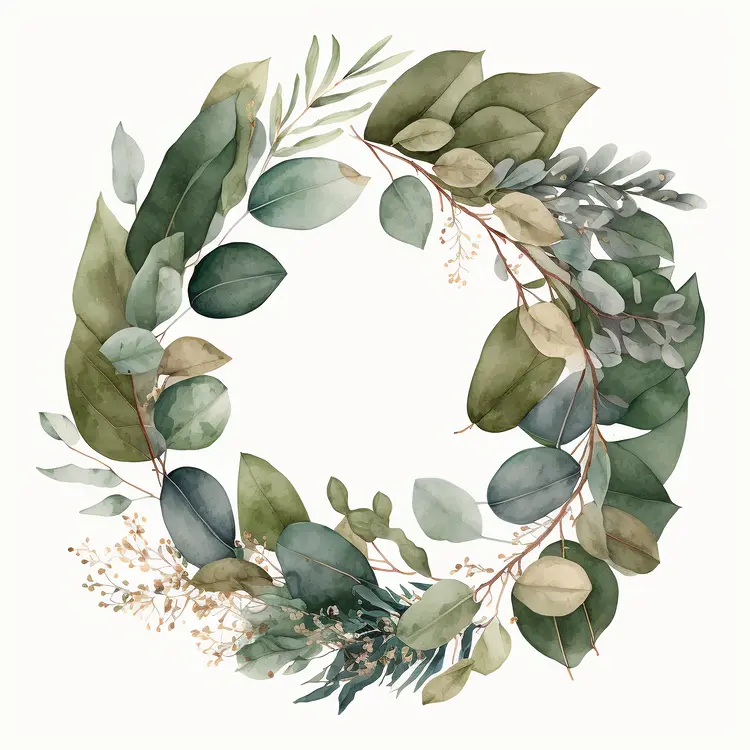 Beautiful Greenery Wreath Illustration