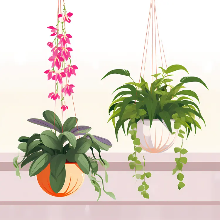 Green Hanging Plants in Pots