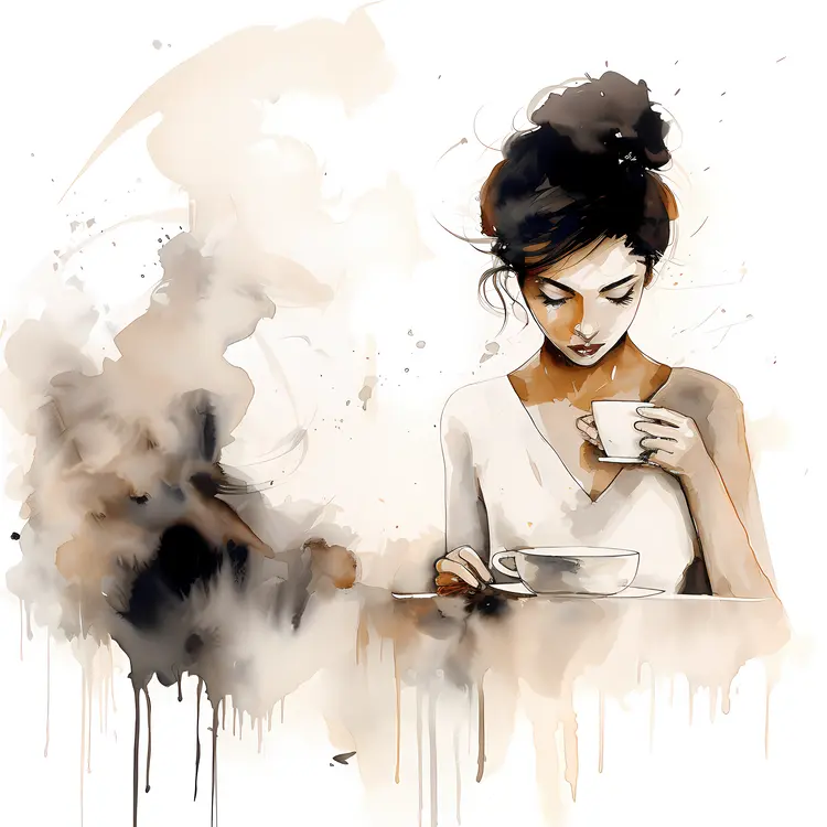 Contemplative Woman with Coffee