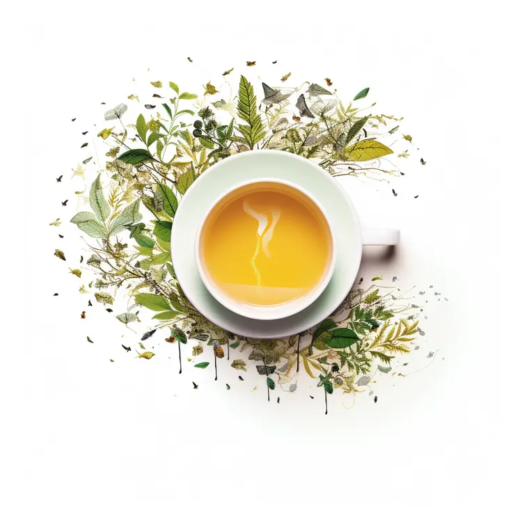 Herbal Tea Cup with Leaves