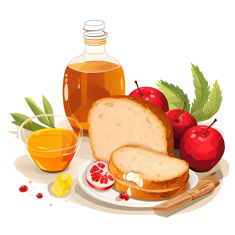 Delicious Bread with Honey and Apples for Rosh Hashanah