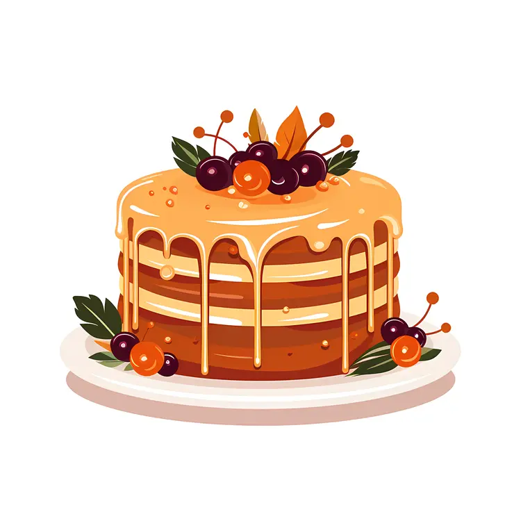 Layered Cake with Autumn Decorations
