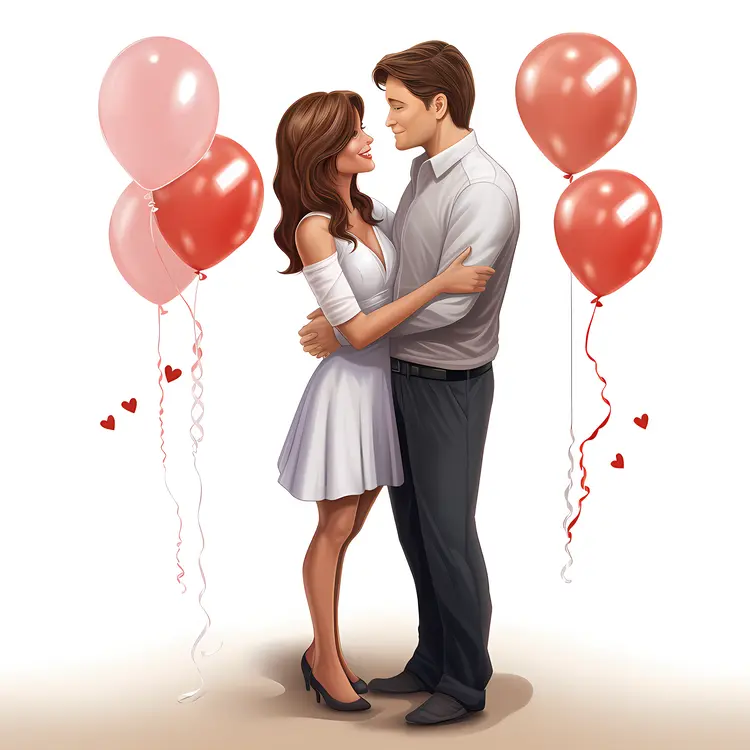 Loving Couple with Balloons