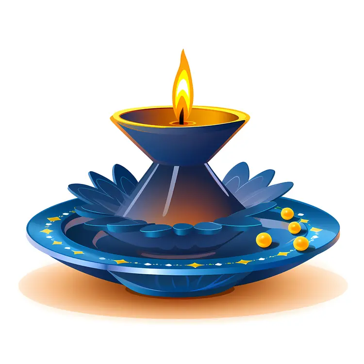 Blue Oil Lamp Illustration for Diwali Celebration