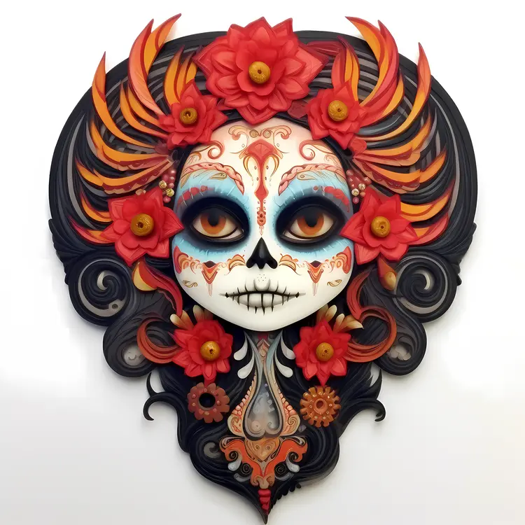 Colorful Sugar Skull for Day of the Dead Celebration