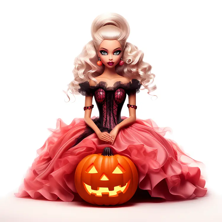 Doll with Pumpkin in Halloween Costume