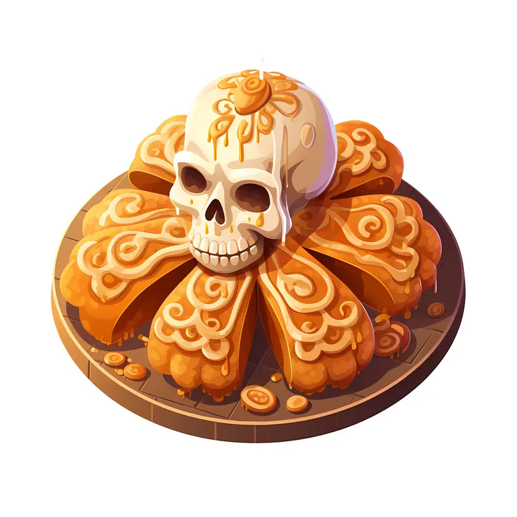 Golden Decorated Bread with Intricate Patterns