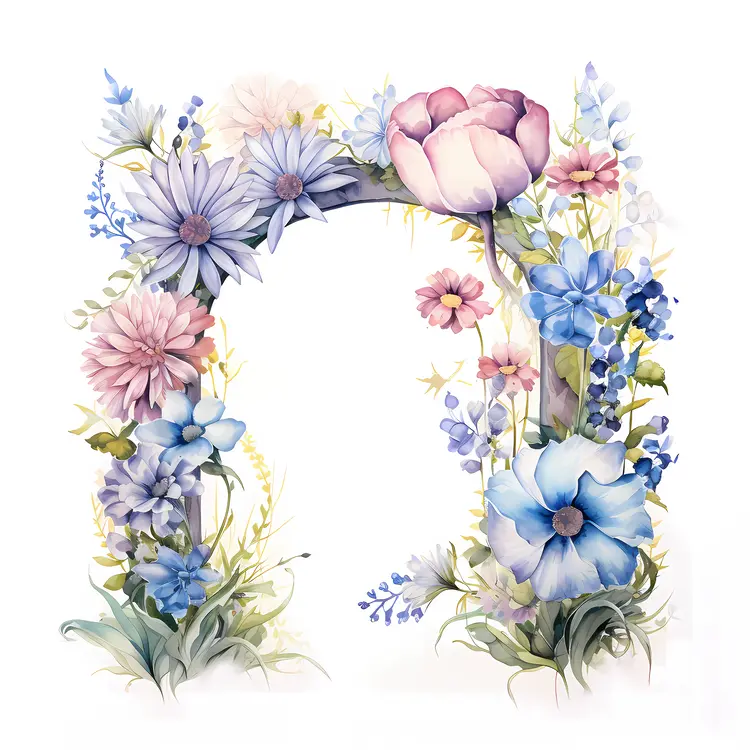 Beautiful Watercolor Floral Frame