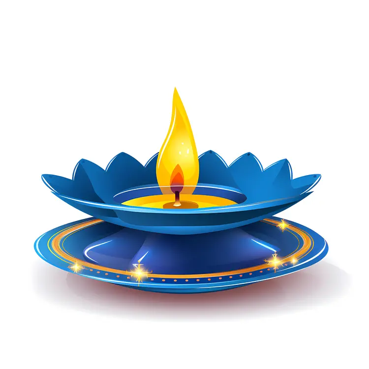 Blue Diya Lamp for Diwali Celebration