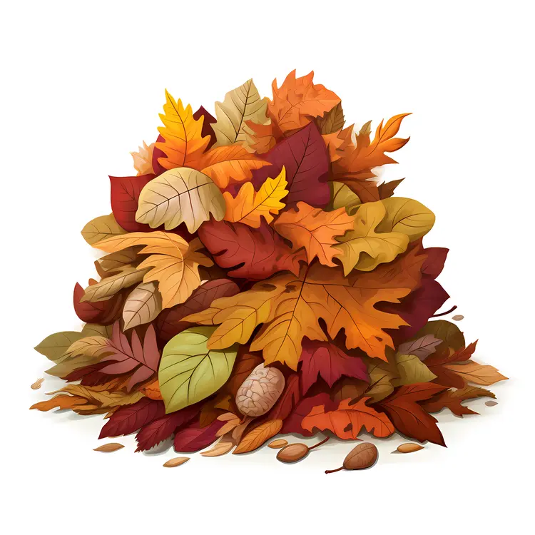 Colorful Autumn Leaves Pile for Fall Season