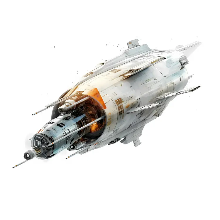Futuristic White Spaceship Illustration