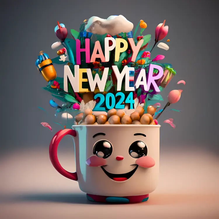 Happy New Year 2024 with Cute Cup