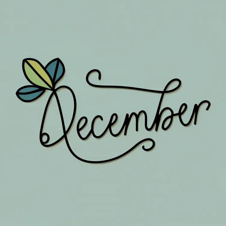 Handwritten December with Leaves