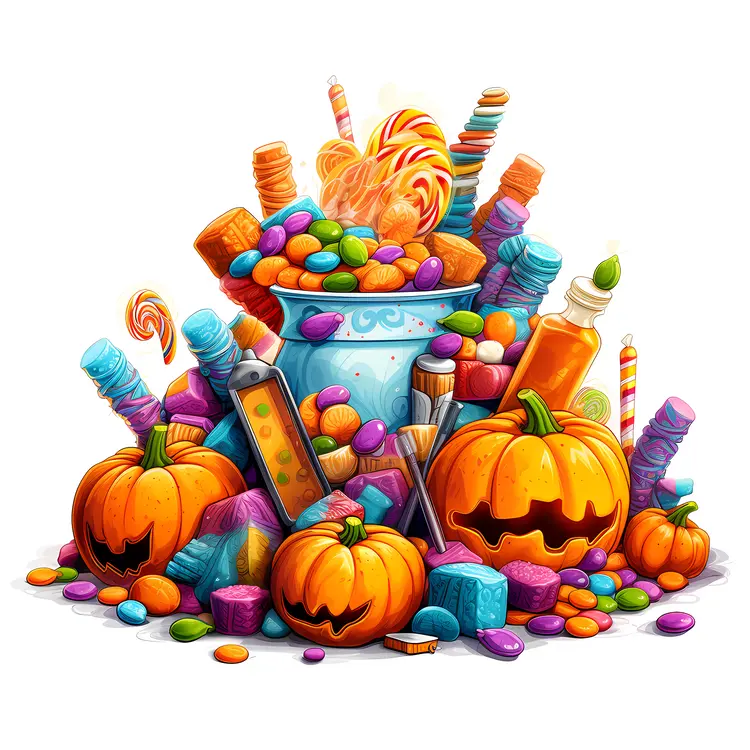 Halloween Candy and Pumpkins