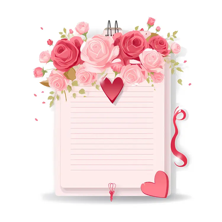 Floral Notepad with Hearts