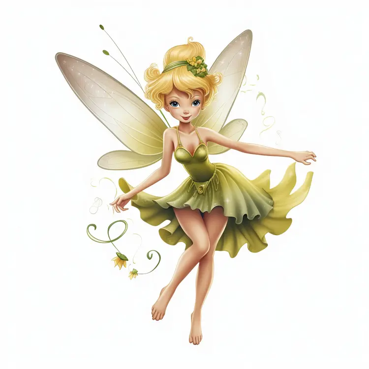 Beautiful Fairy in Green Dress