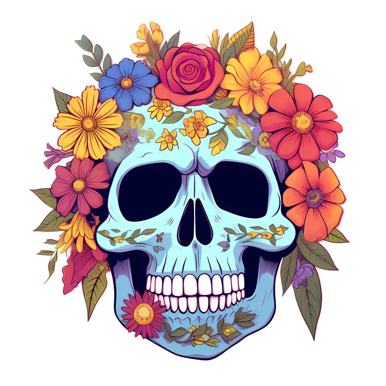 Colorful Floral Skull for Day of the Dead Celebration