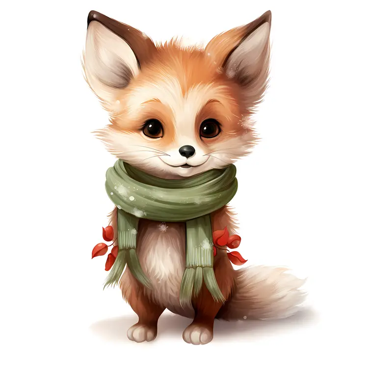 Cute Fox with Green Scarf