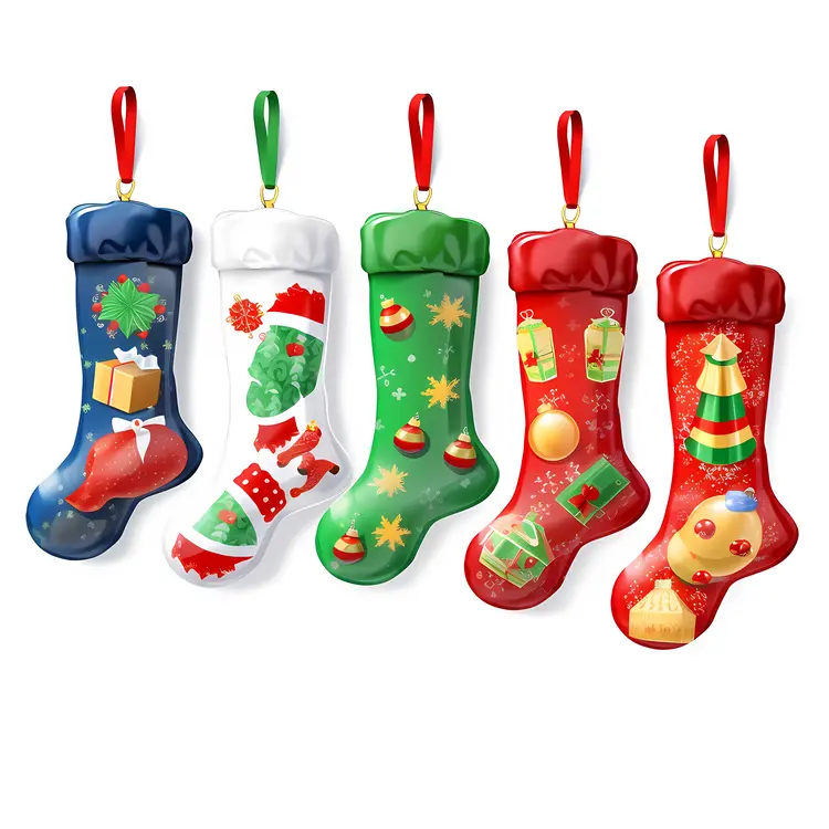Colorful Christmas Stockings with Decorations