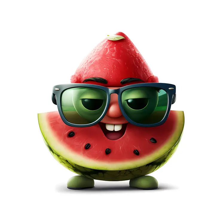Cool Watermelon Cartoon with Sunglasses