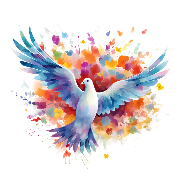 White Dove with Colorful Background