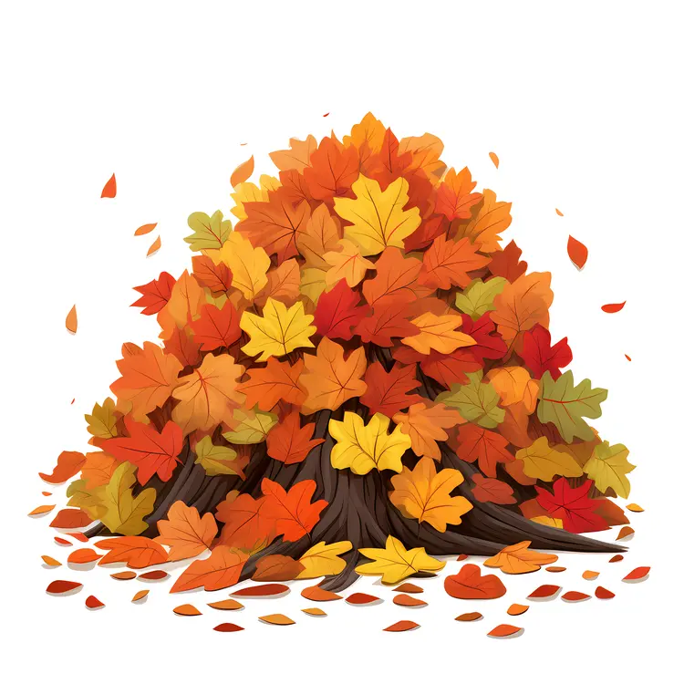 Colorful Pile of Autumn Leaves