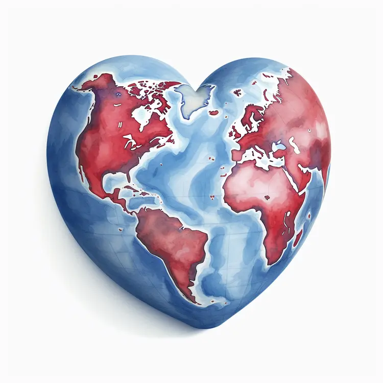 Heart-shaped World Map for Earth Day