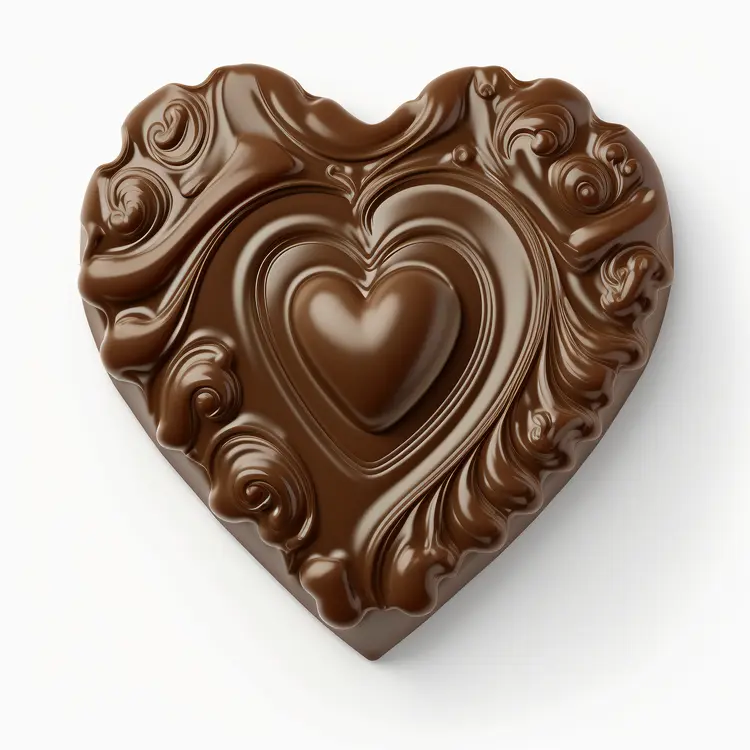 Ornate Heart-shaped Chocolate for Valentine's Day