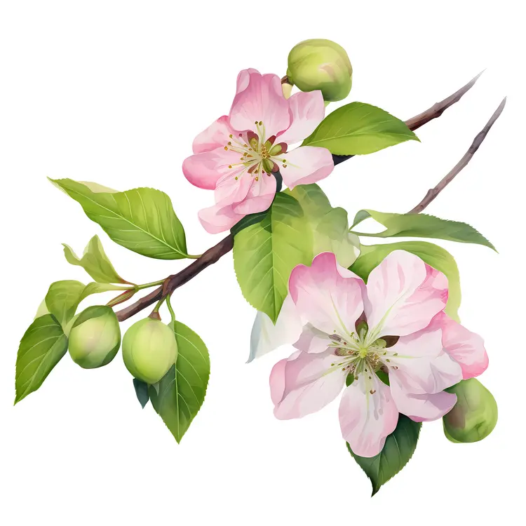 Beautiful Pink and White Blossoms with Green Leaves