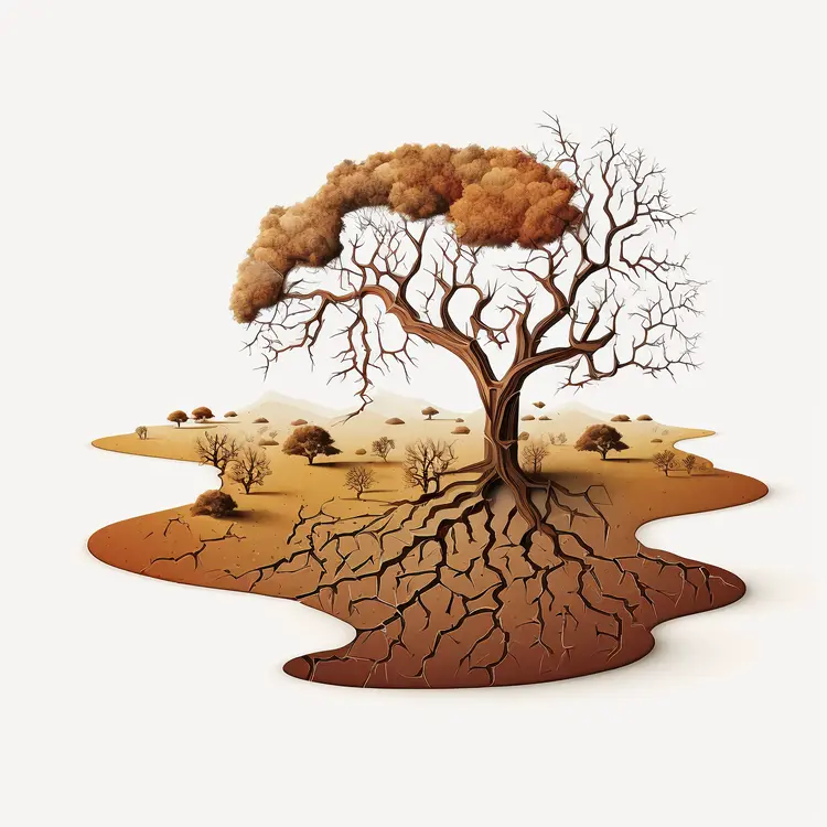 Drought-affected Tree Illustration