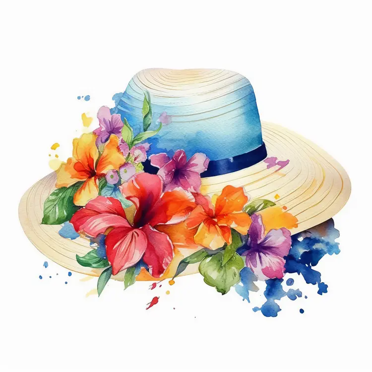 Floral Summer Hat Illustration